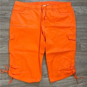 Catherines Bright Orange Cargo Bermuda Shorts